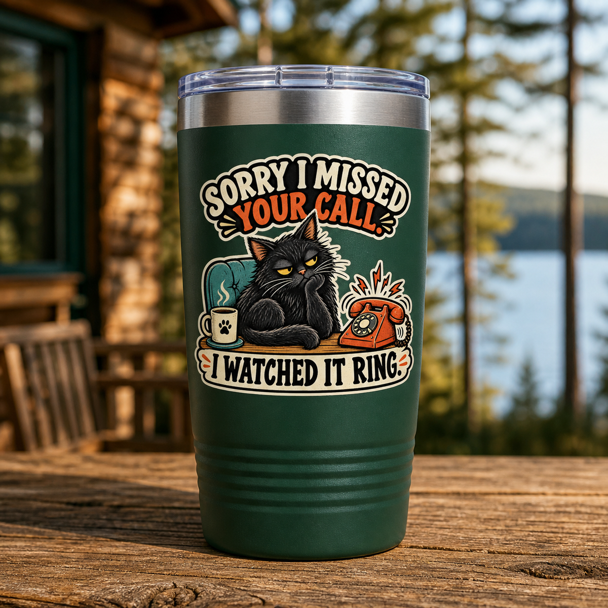 I Watched It Ring 20oz Polar Camel Tumbler in Dark Green