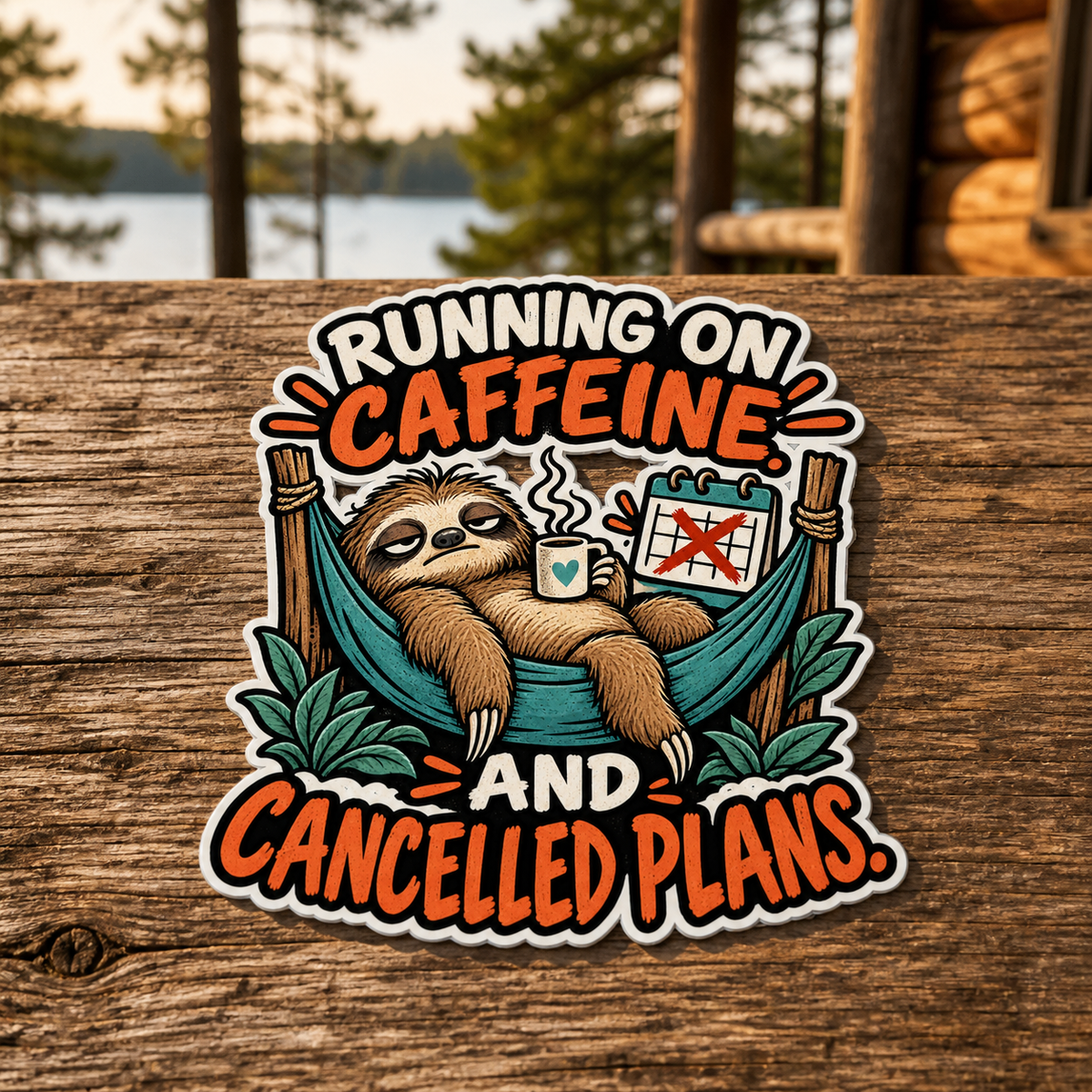 Caffeine and Cancelled Plans Die-Cut Sticker