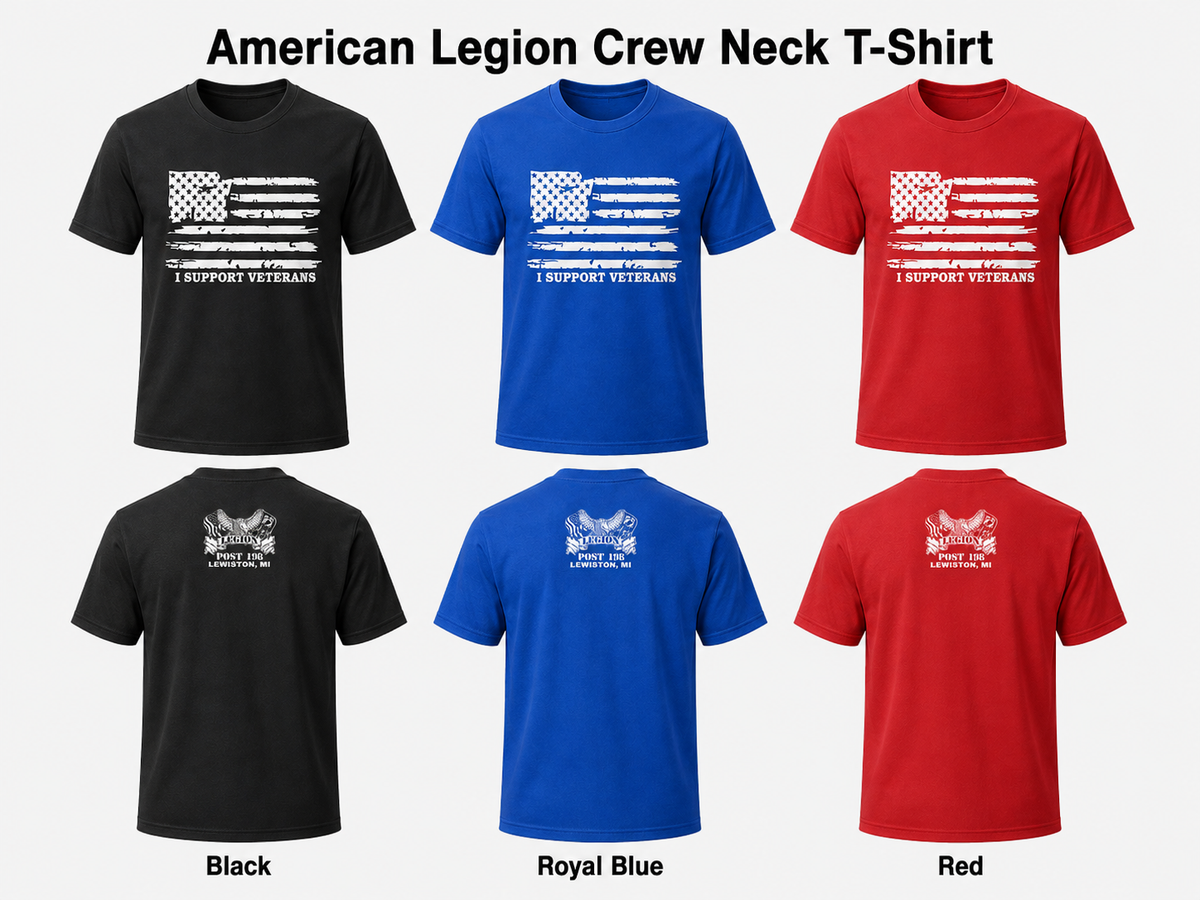 American Legion Post 198 Crew Neck T-Shirt – I Support Veterans