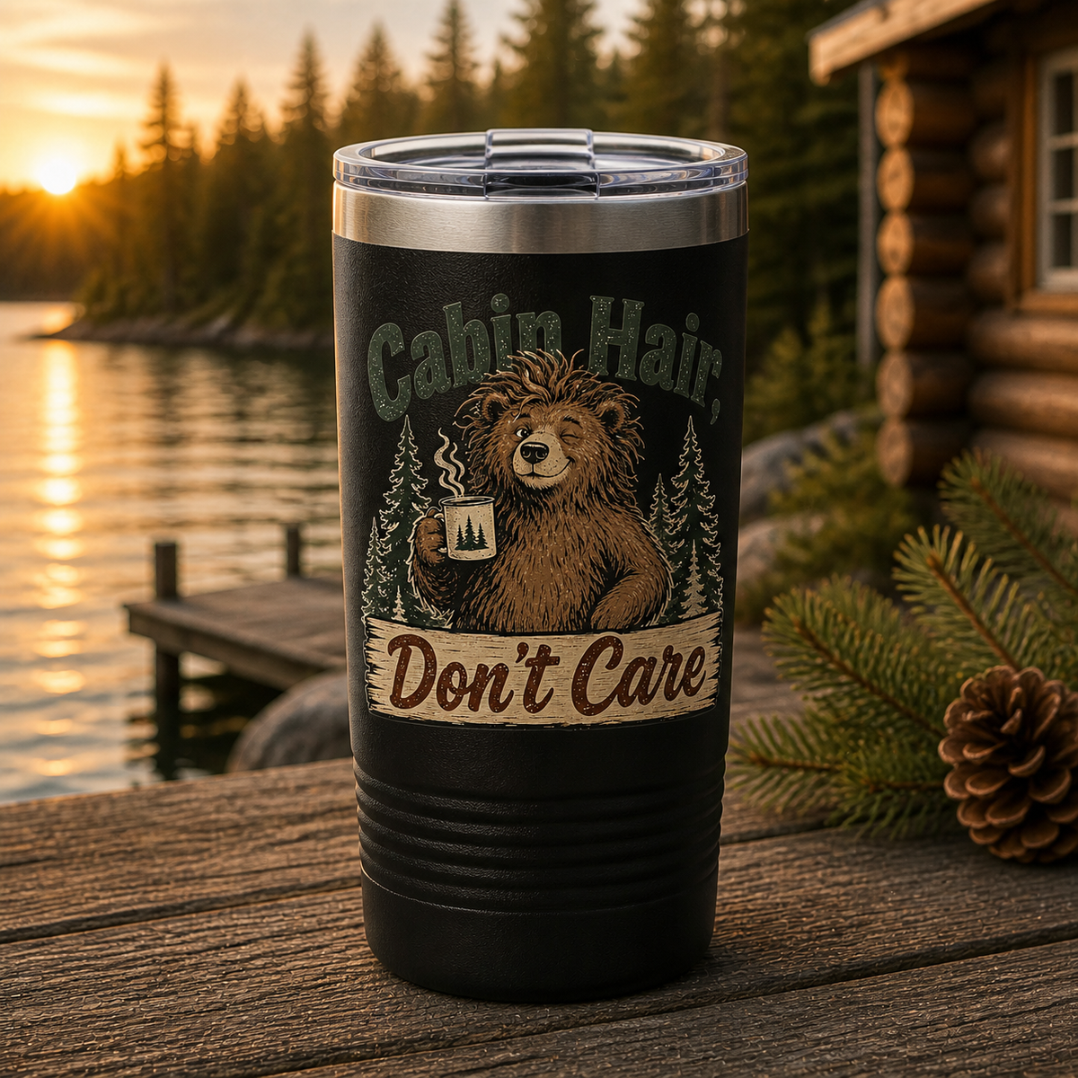 Cabin Hair Don't Care 20oz Polar Camel Tumbler in Black