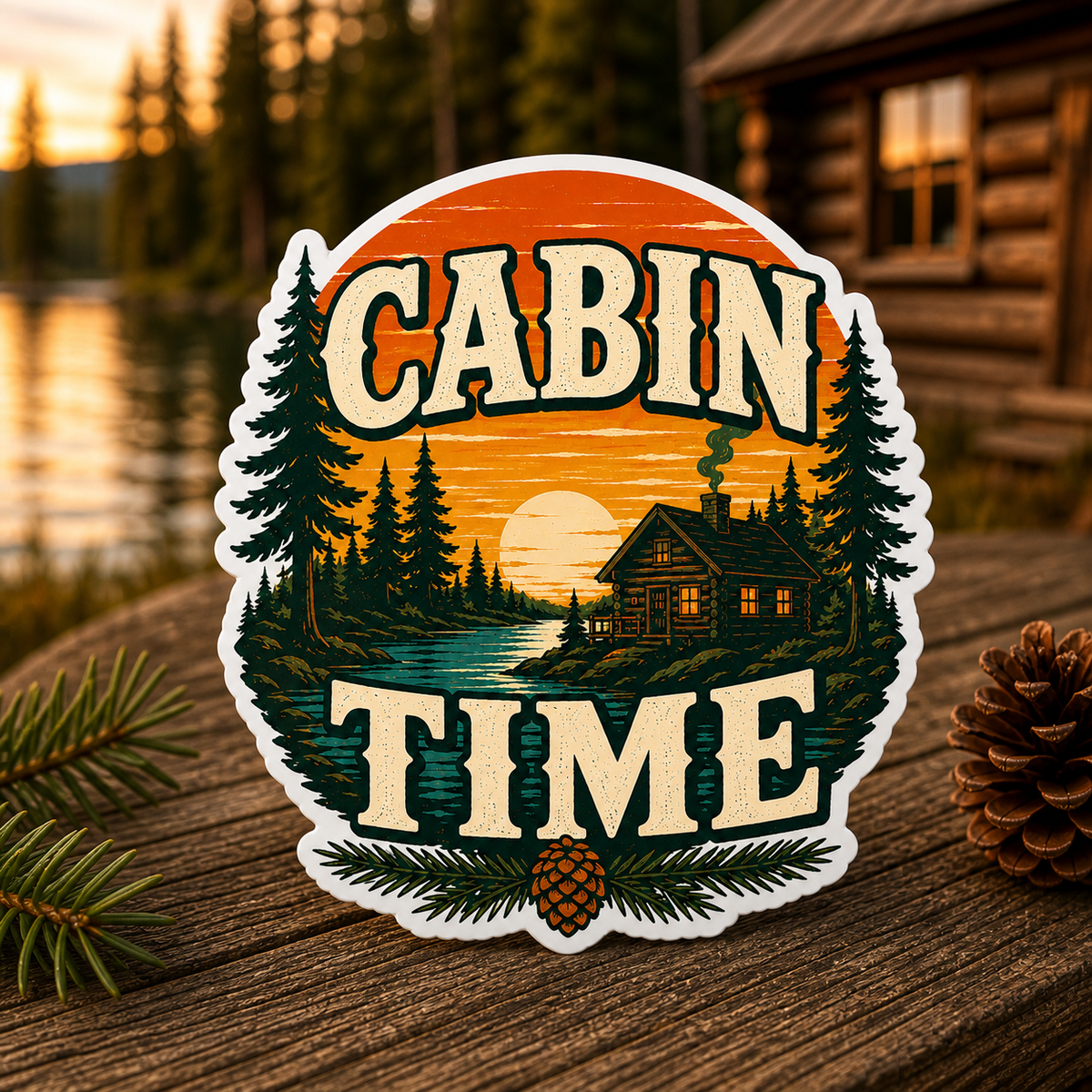 Cabin Time Die-Cut Sticker
