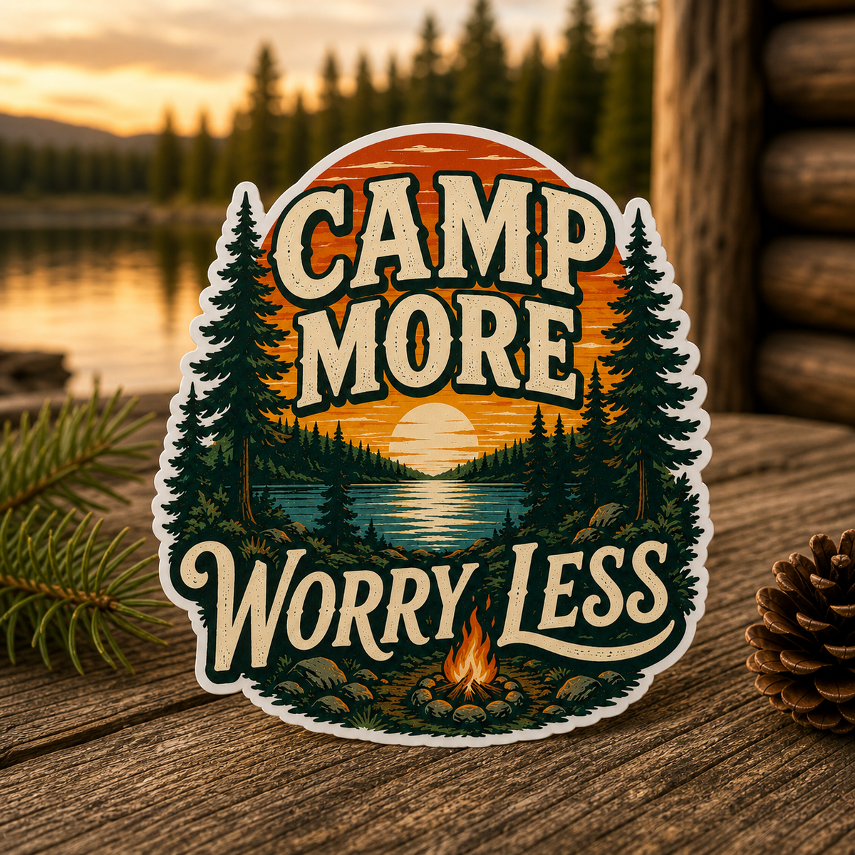 Camp More Worry Less Die-Cut Sticker
