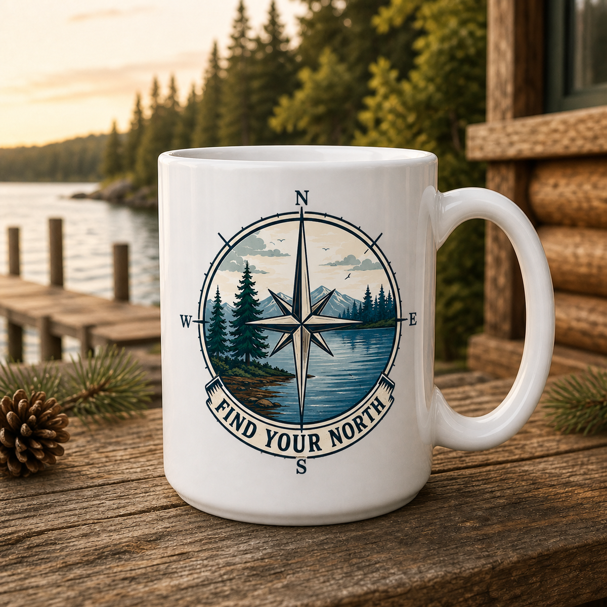 Find Your North 15oz White Coffee Mug