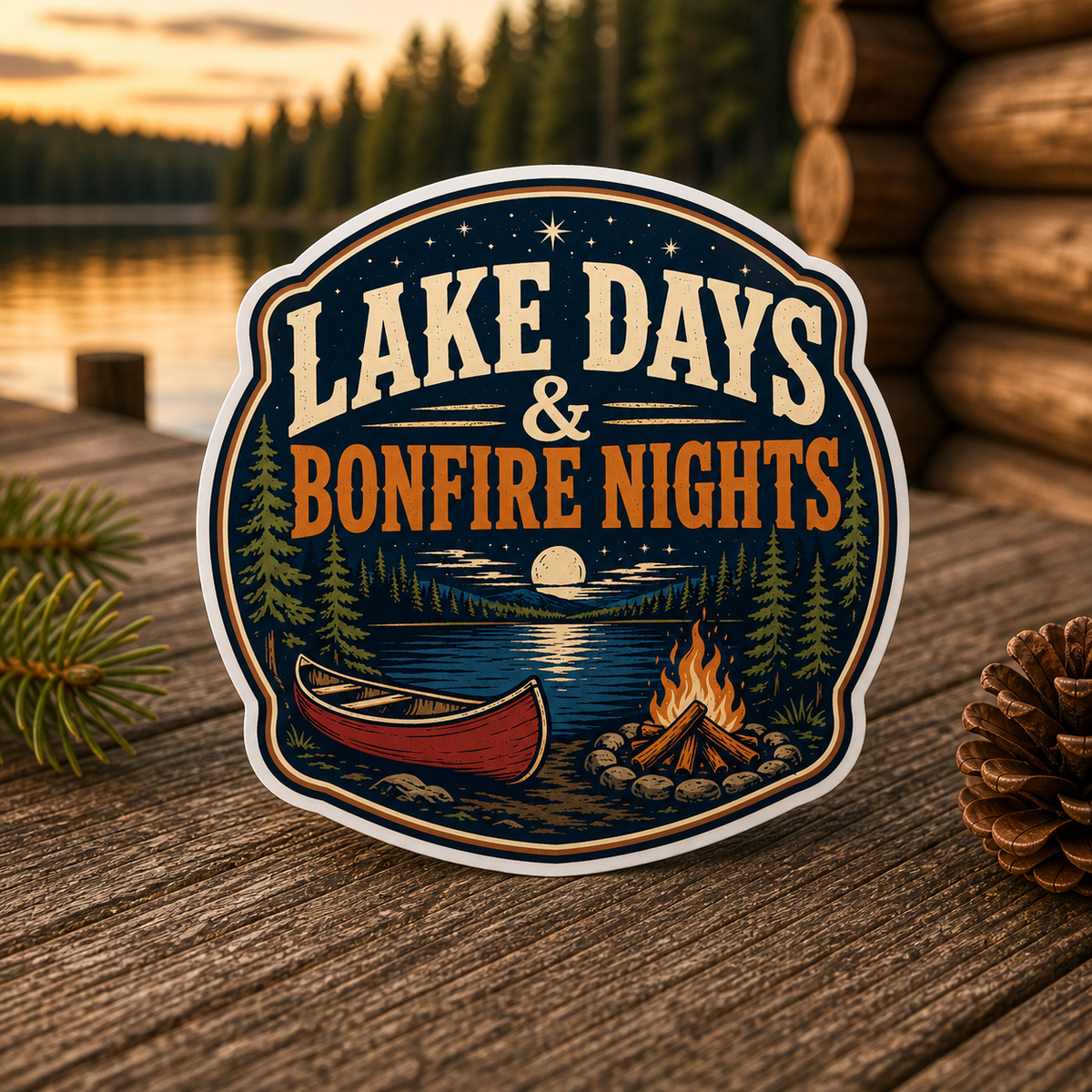 Lake Days & Bonfire Nights Die-Cut Sticker