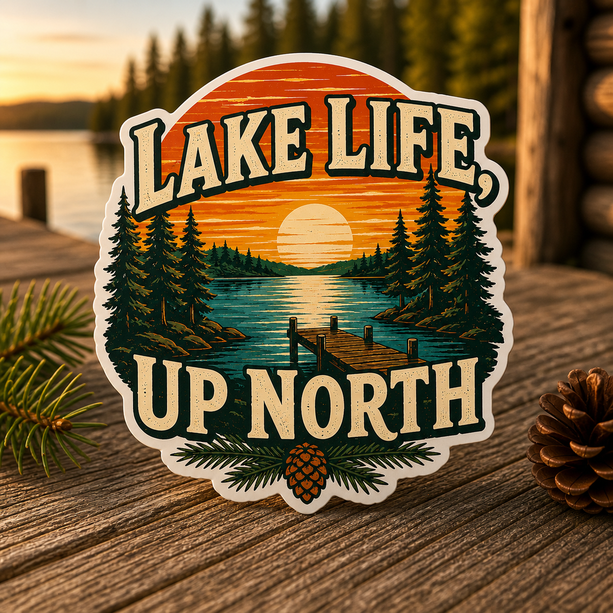 Lake Life Up North Die-Cut Sticker