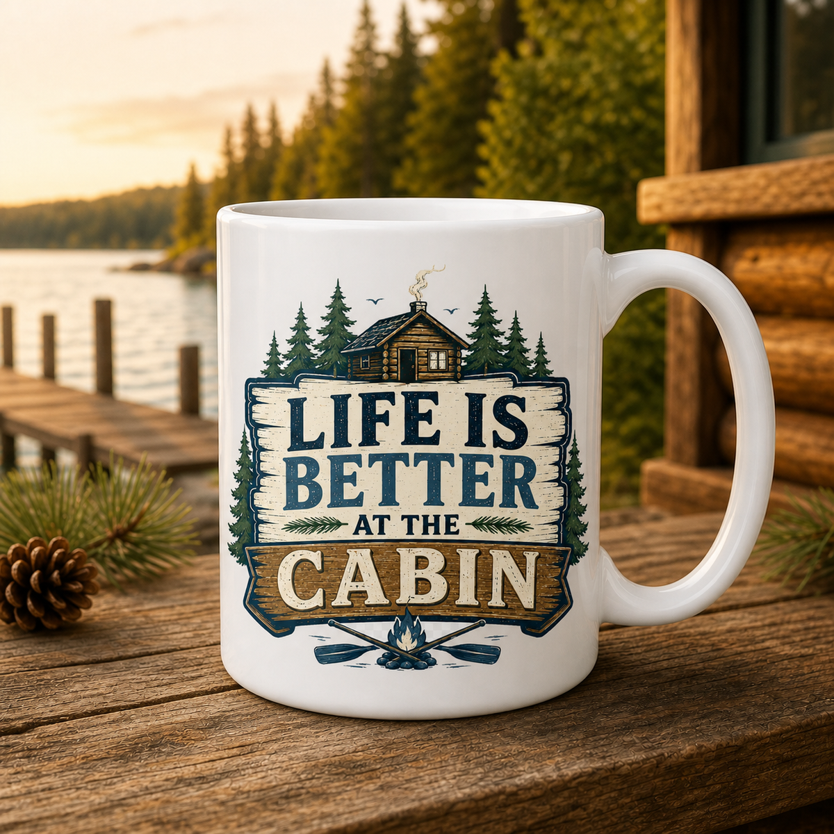 Life Is Better at the Cabin 15oz White Coffee Mug