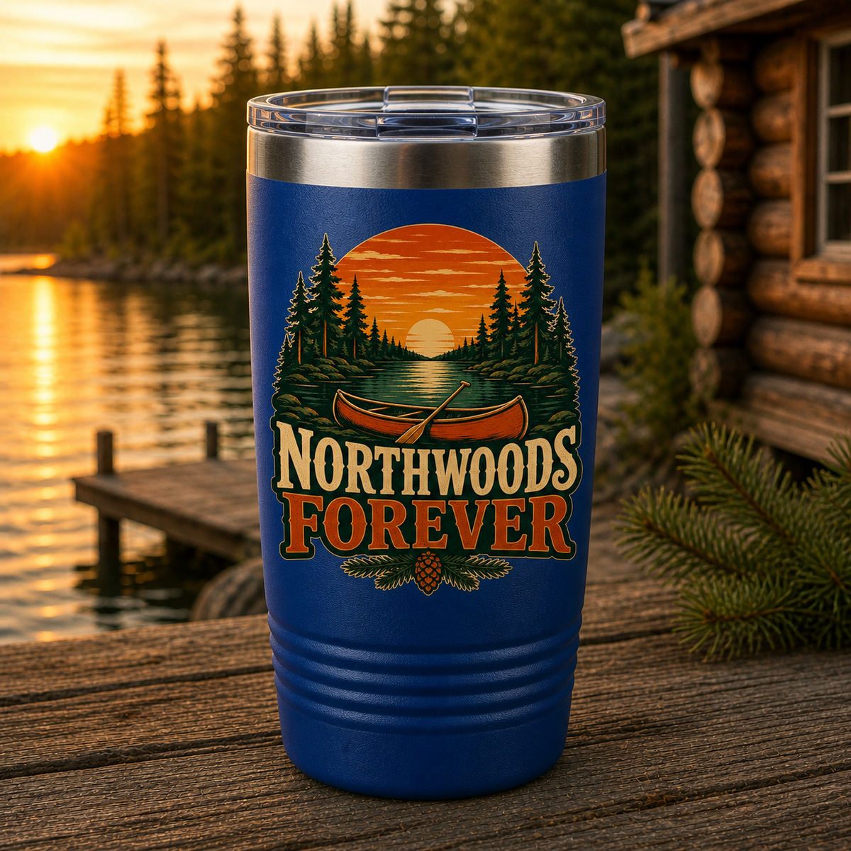 Northwoods Forever 20oz Polar Camel Tumbler in Royal Blue