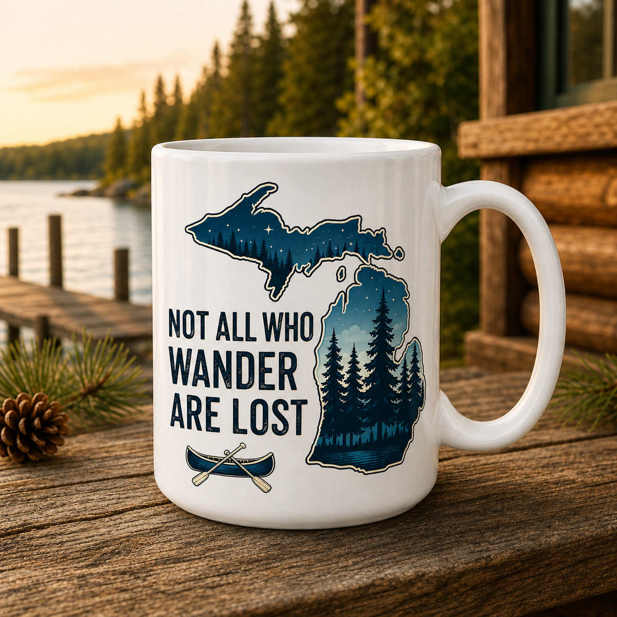 Not All Who Wander Are Lost Michigan 15oz White Coffee Mug
