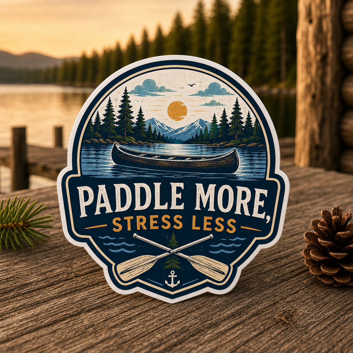 Paddle More Stress Less Die-Cut Sticker