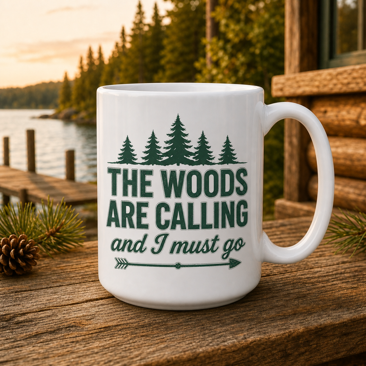 The Woods Are Calling and I Must Go 15oz White Coffee Mug
