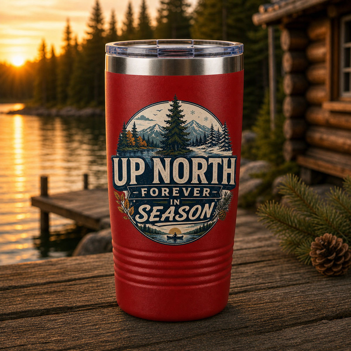 Up North Forever Season 20oz Polar Camel Tumbler in Red