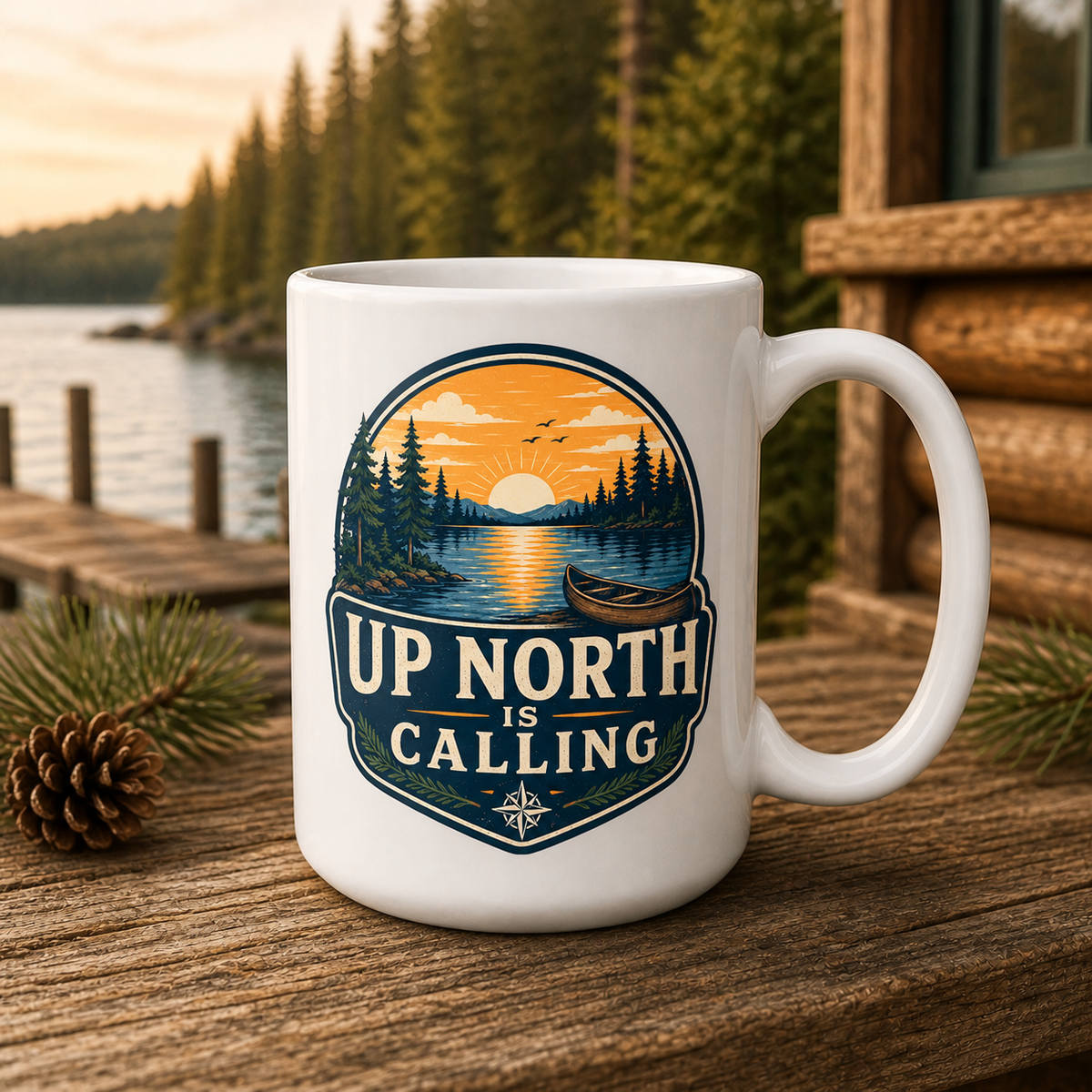 Up North Is Calling 15oz White Coffee Mug