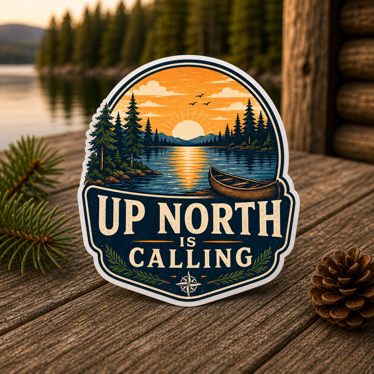 Up North Is Calling Die-Cut Sticker