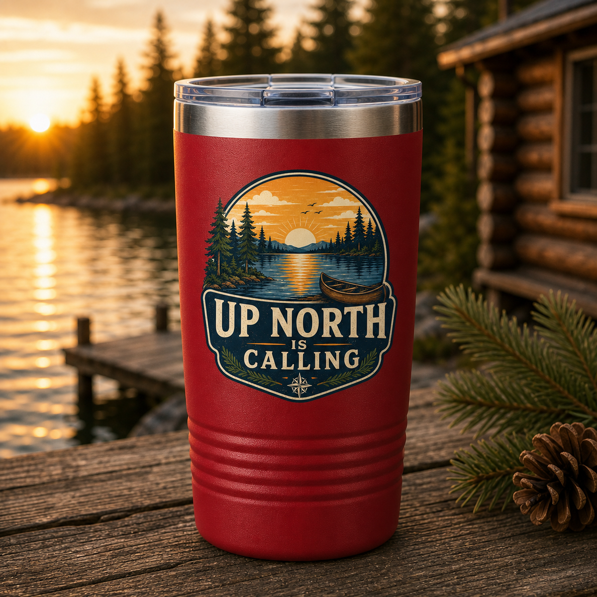 Up North Is Calling 20oz Polar Camel Tumbler in Red