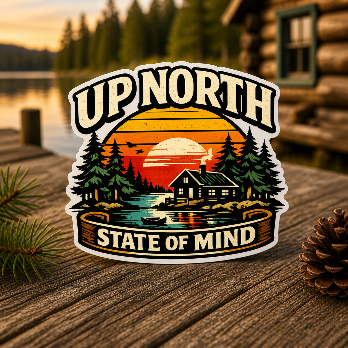 Up North State of Mind Die-Cut Sticker