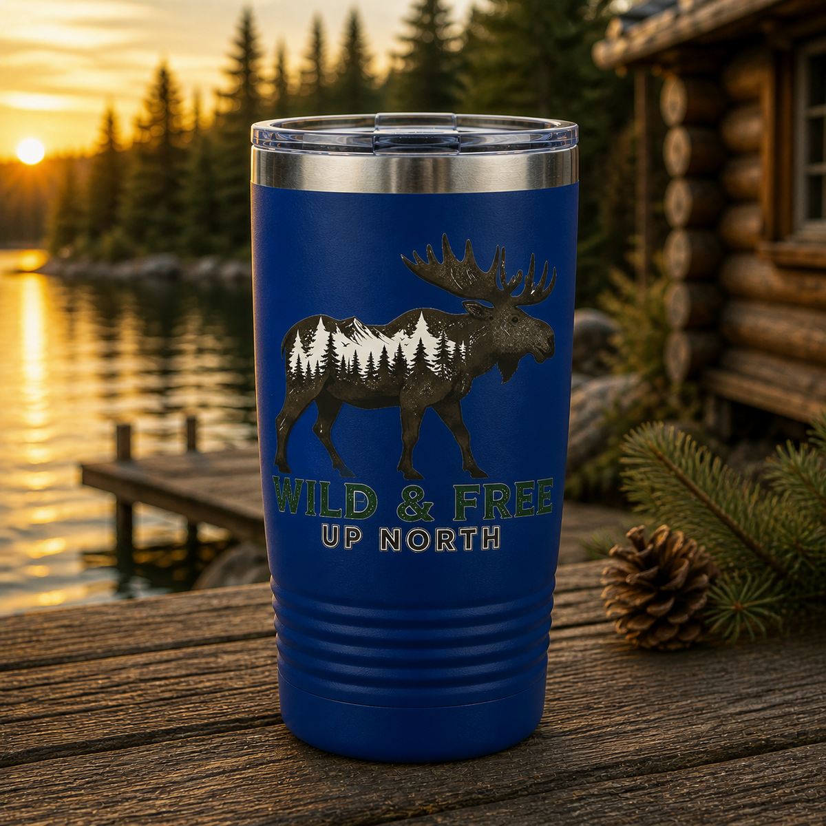 Wild & Free Up North 20oz Polar Camel Tumbler in Royal Blue