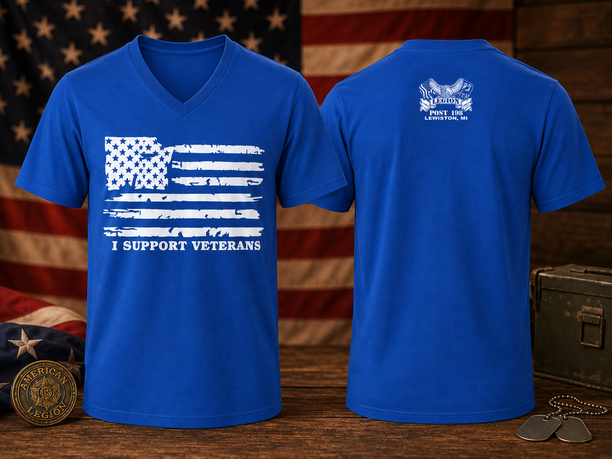 American Legion Post 198 V-Neck T-Shirt – I Support Veterans