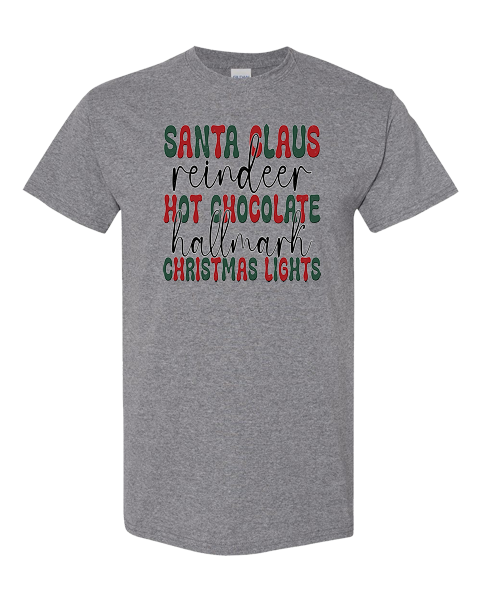 Santa Claus, Reindeer, Hot Chocolate, Christmas Lights.