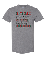 Santa Claus, Reindeer, Hot Chocolate, Christmas Lights.