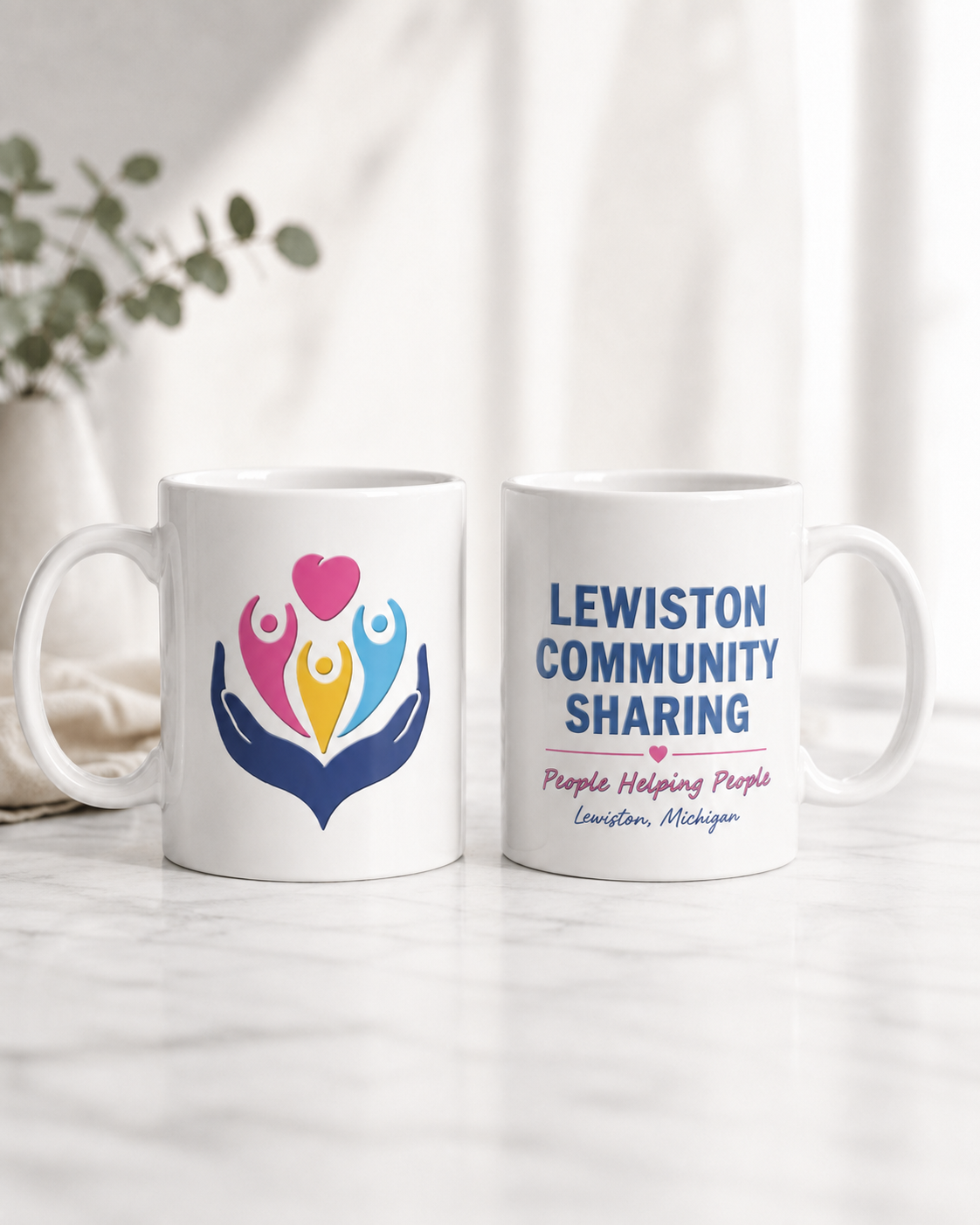 Lewiston Community Sharing Logo Mug