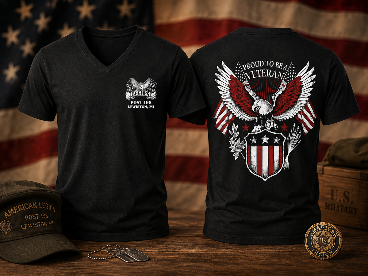 American Legion Post 198 V-Neck T-Shirt – Proud to Be a Veteran