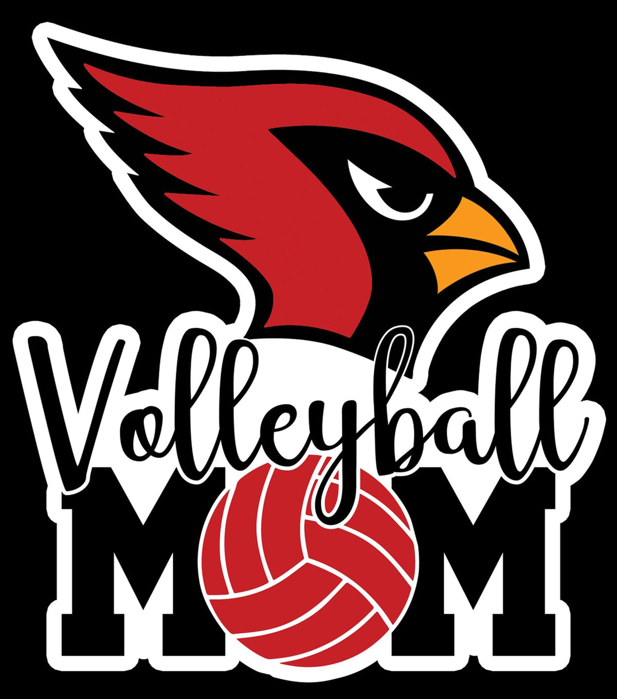 Cardinal Volleyball Mom Sticker