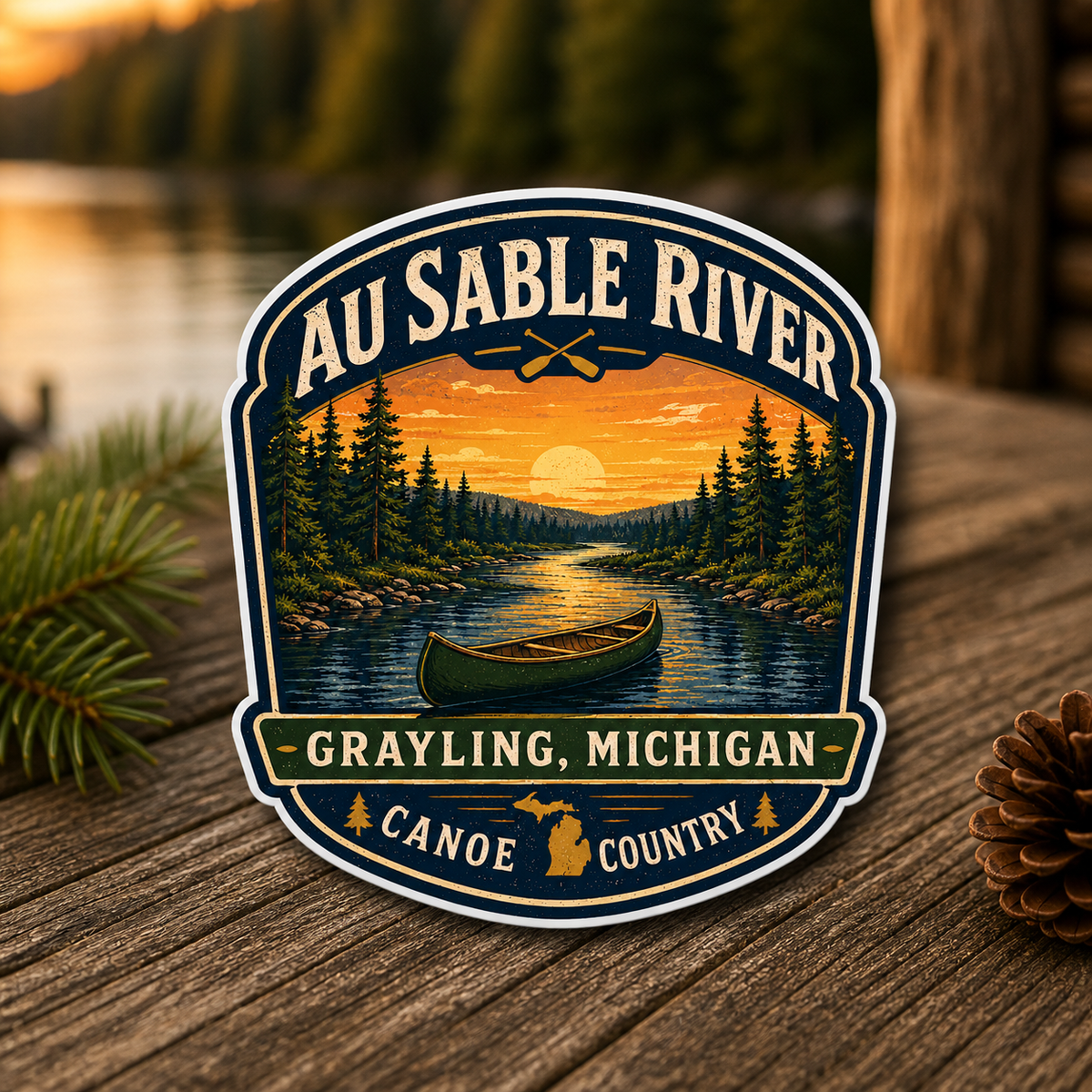 Au Sable River Canoe Country Die-Cut Sticker