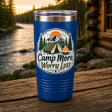 Camp More Worry Less 20oz Polar Camel Tumbler in Royal Blue
