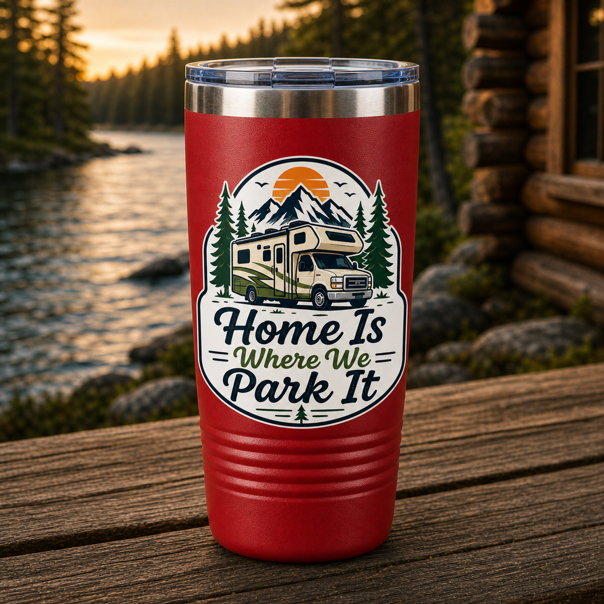 Home Is Where We Park It 20oz Polar Camel Tumbler in Red