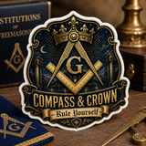 Compass Crown Masonic Design | Crowned Square and Compasses Gift