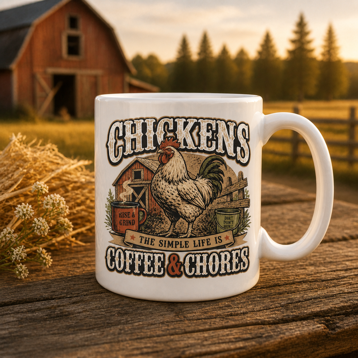 Chickens Coffee and Chores 15oz White Coffee Mug