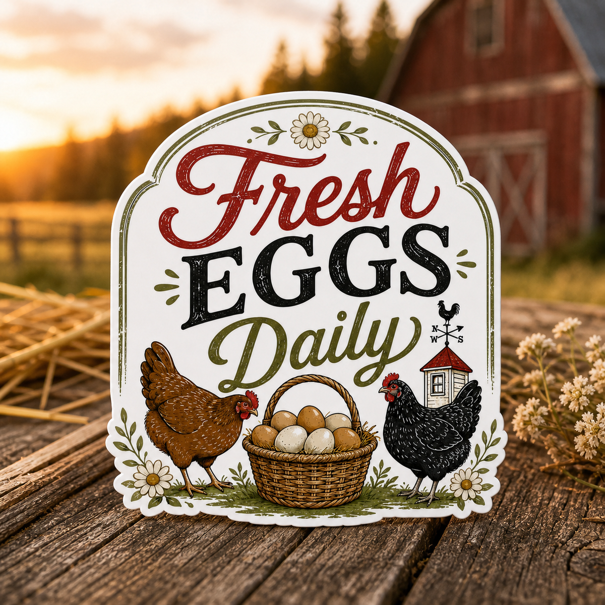 Fresh Eggs Daily Die-Cut Sticker
