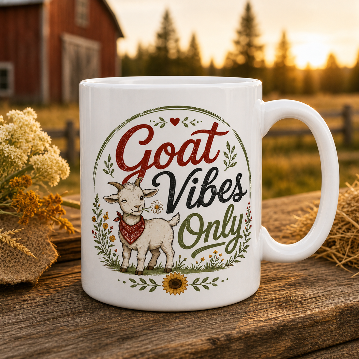 Goat Vibes Only 15oz White Coffee Mug