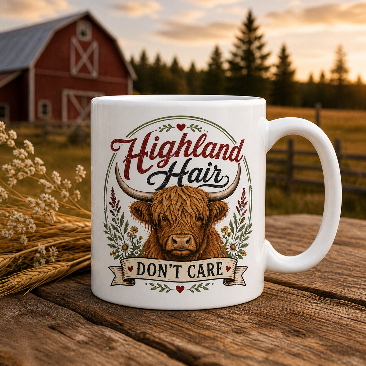 Highland Hair Don't Care 15oz White Coffee Mug