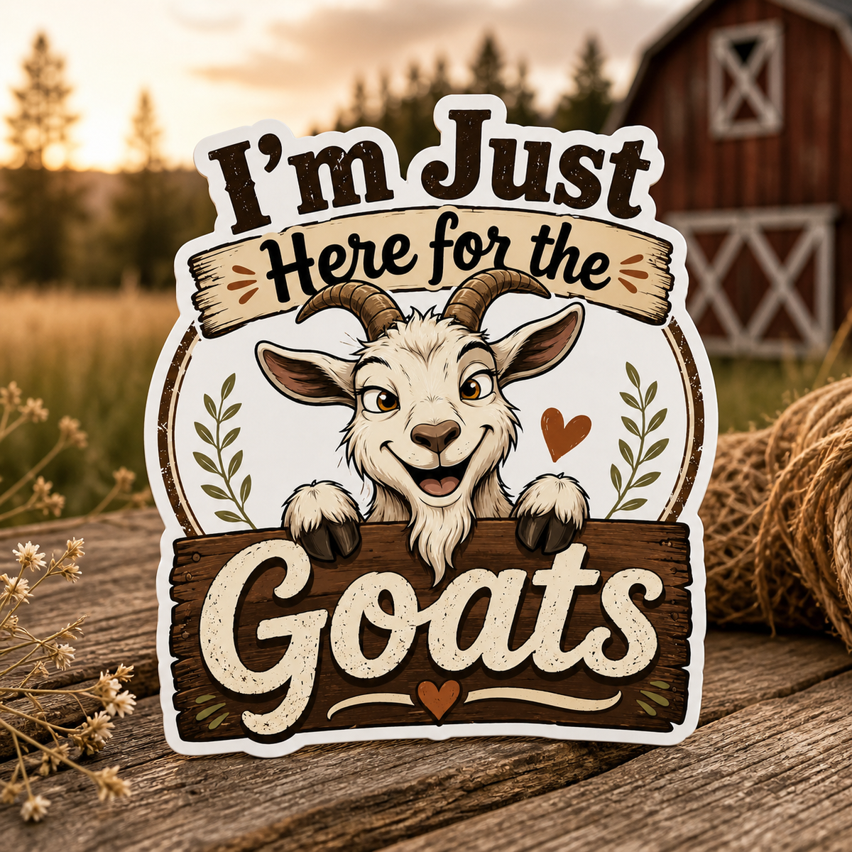 I'm Just Here for the Goats Die-Cut Sticker