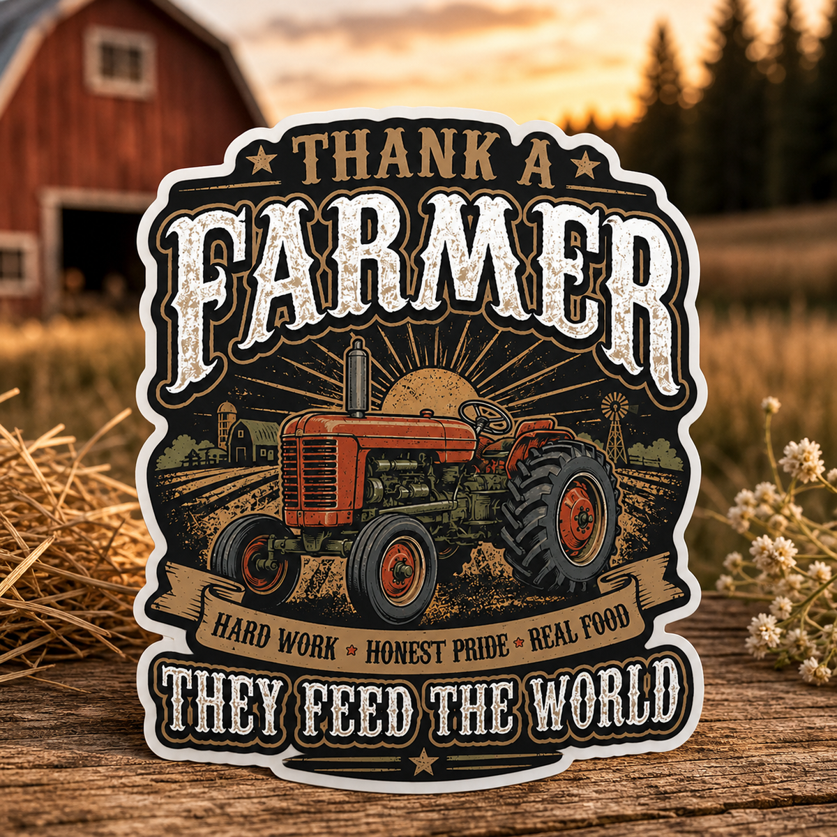 Thank a Farmer They Feed the World Die-Cut Sticker