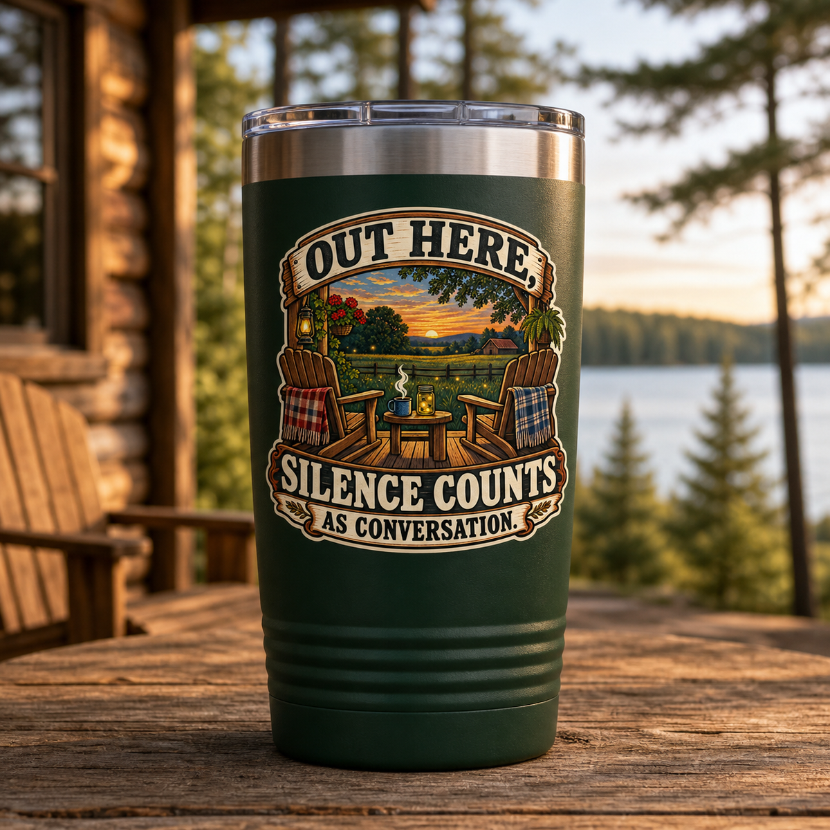 Silence Counts as Conversation 20oz Polar Camel Tumbler in Dark Green