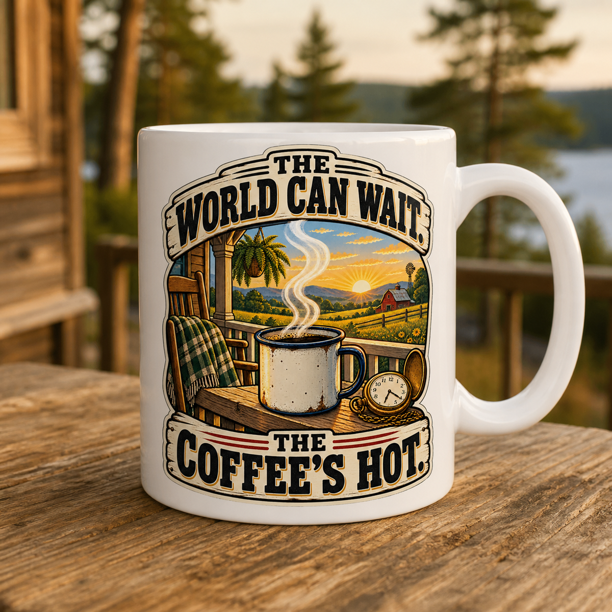 The World Can Wait The Coffee's Hot 15oz White Coffee Mug