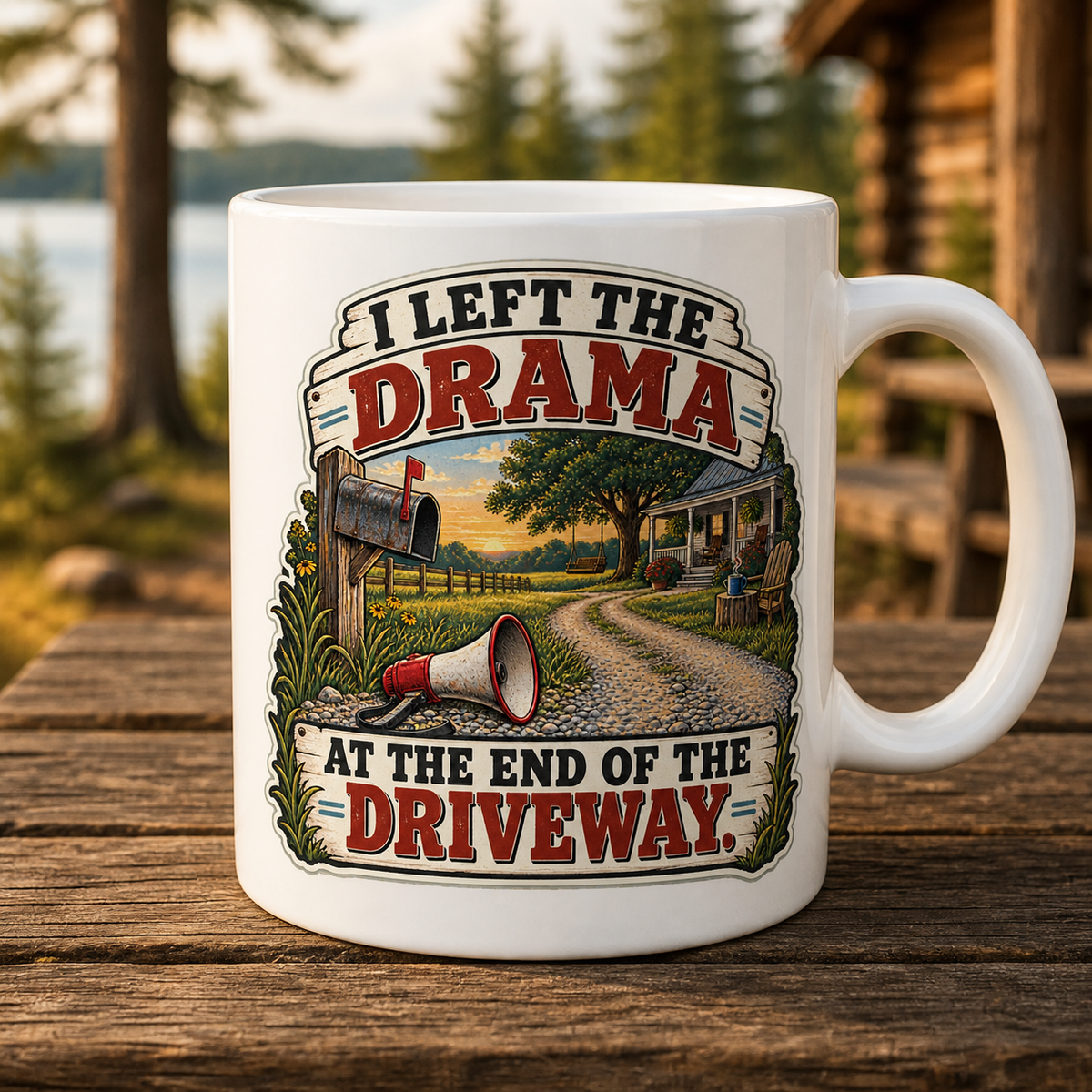 Drama at the End of the Driveway 15oz White Coffee Mug