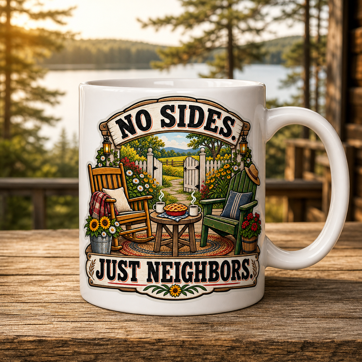 No Sides Just Neighbors 15oz White Coffee Mug