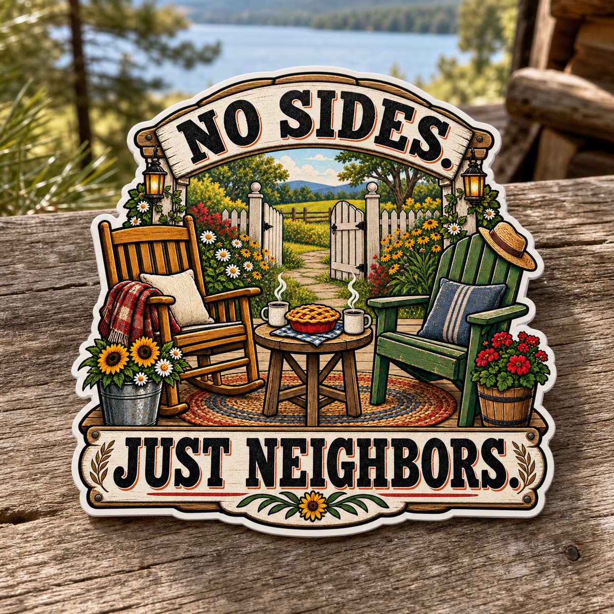 No Sides Just Neighbors Die-Cut Sticker