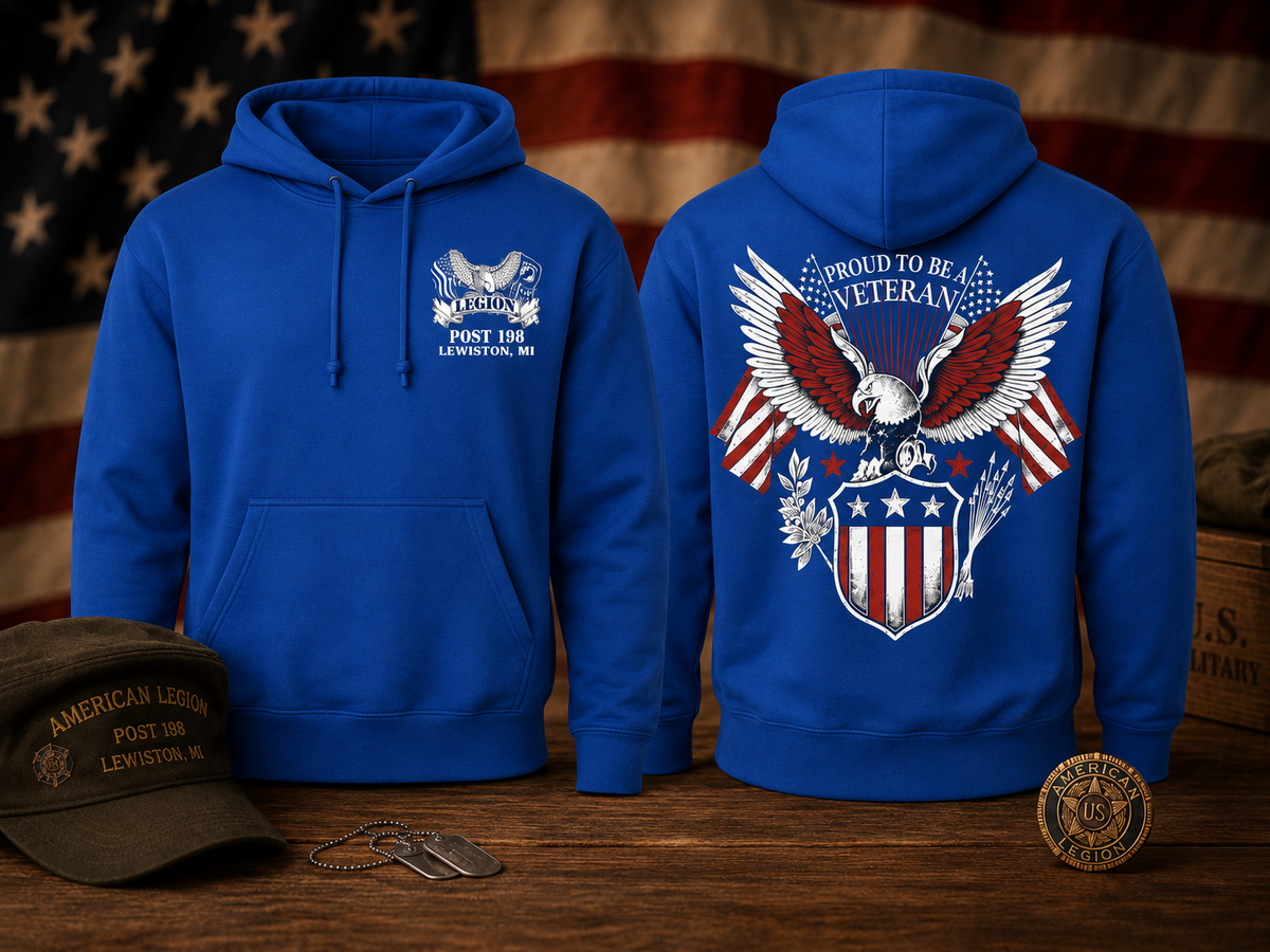 American Legion Post 198 Pullover Hoodie – Proud to Be a Veteran