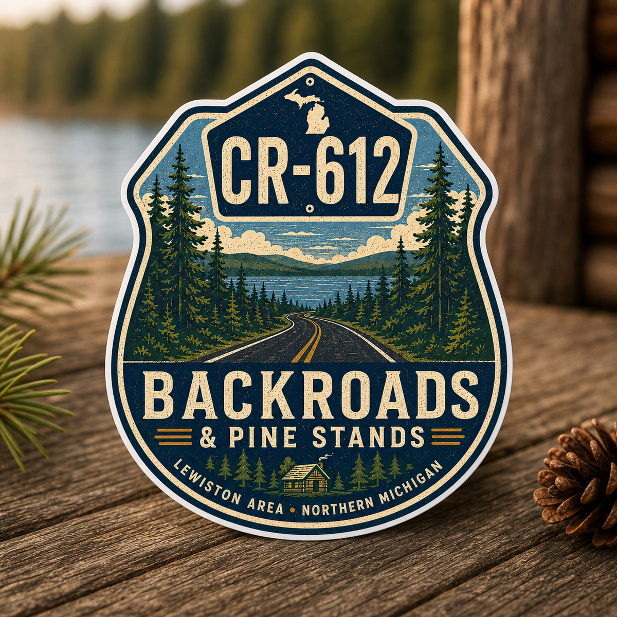 CR-612 Backroads & Pine Stands Die-Cut Sticker