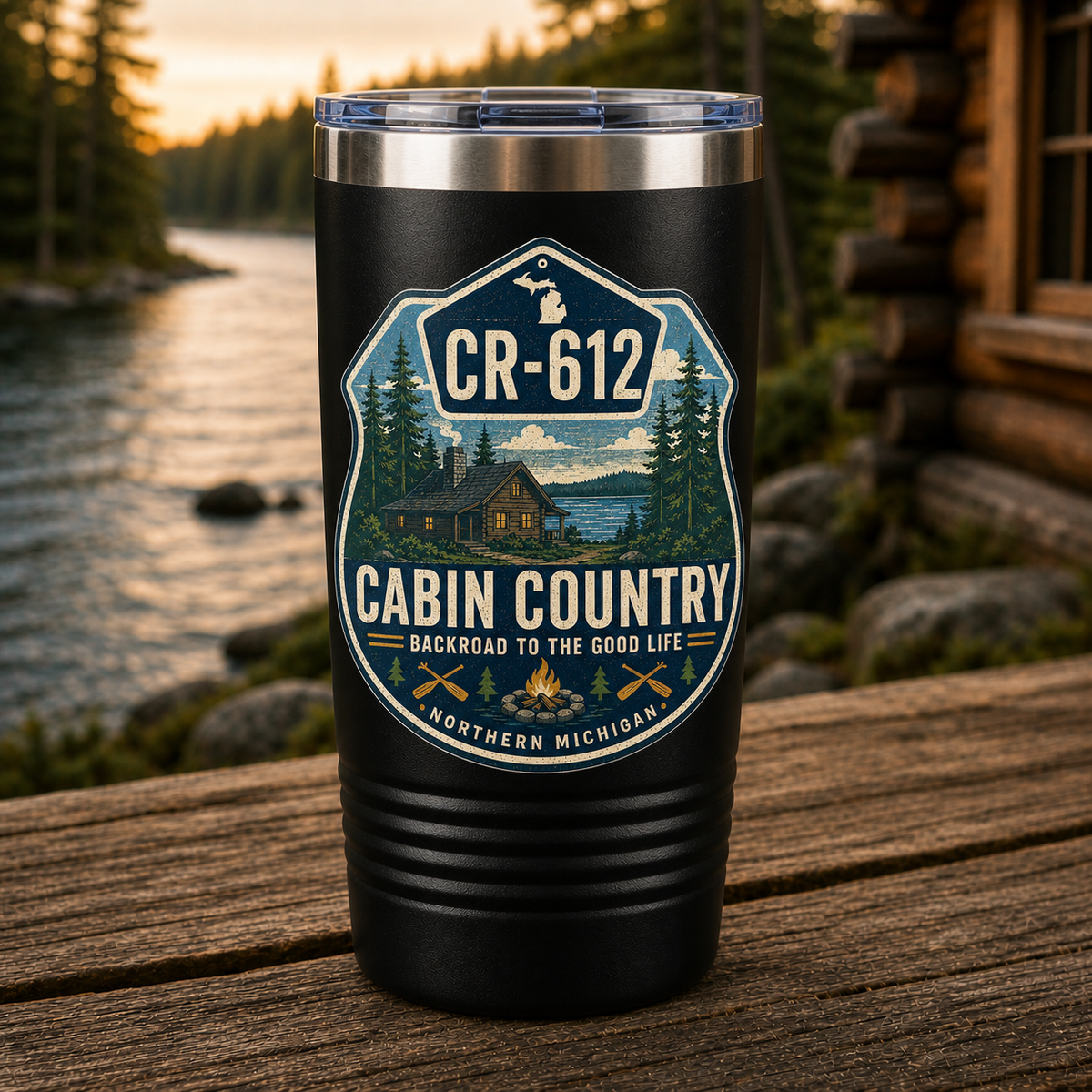 CR-612 Cabin Country 20oz Polar Camel Tumbler in Black