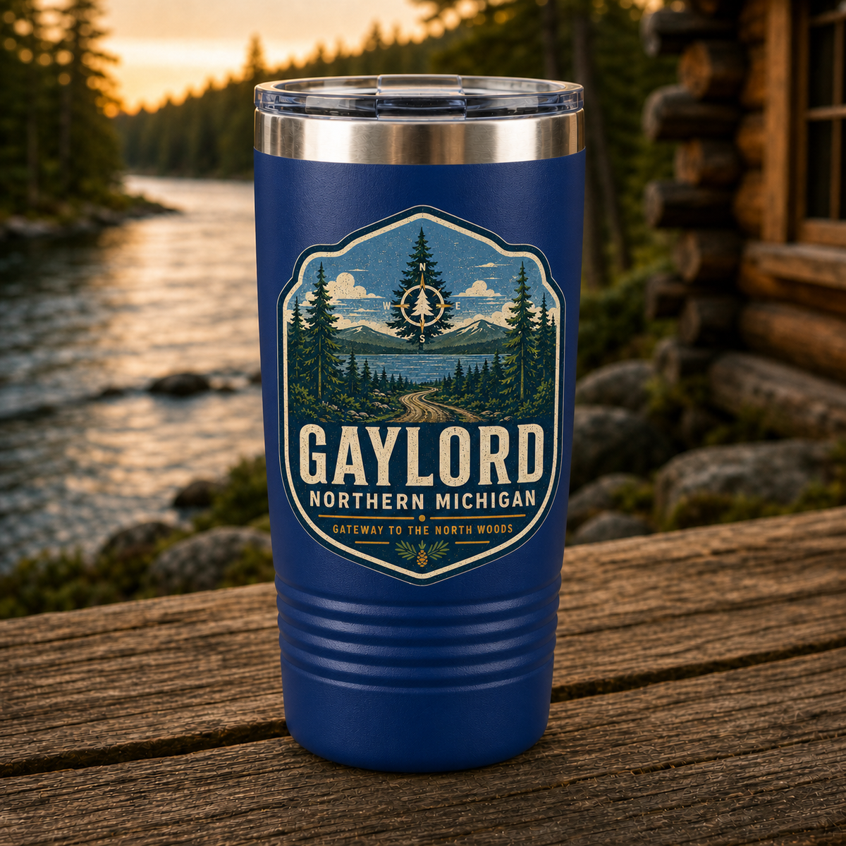 Gaylord Gateway to the North Woods 20oz Polar Camel Tumbler in Royal Blue