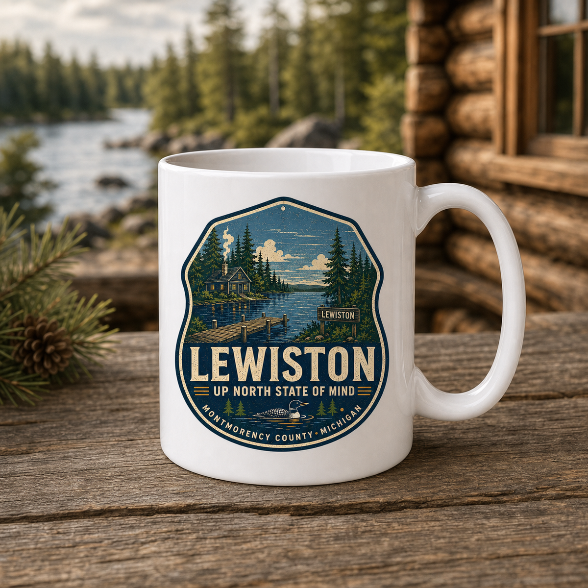 Lewiston Up North State of Mind 15oz White Coffee Mug