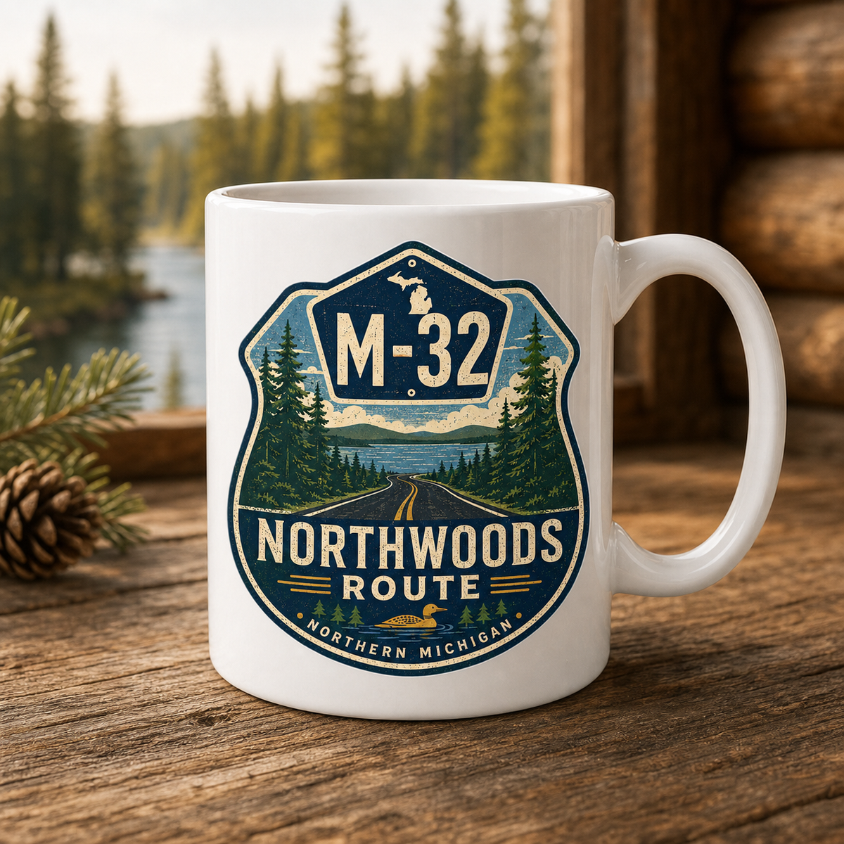 M-32 Northwoods Route 15oz White Coffee Mug
