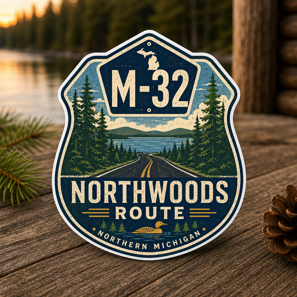 M-32 Northwoods Route Die-Cut Sticker