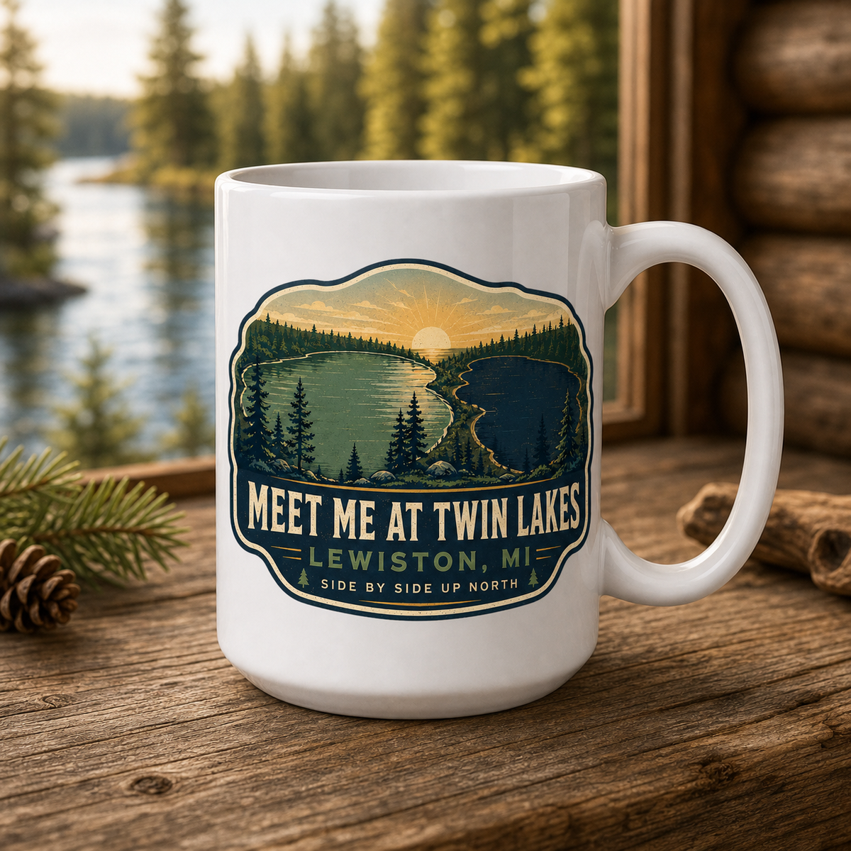 Meet Me at Twin Lakes 15oz White Coffee Mug