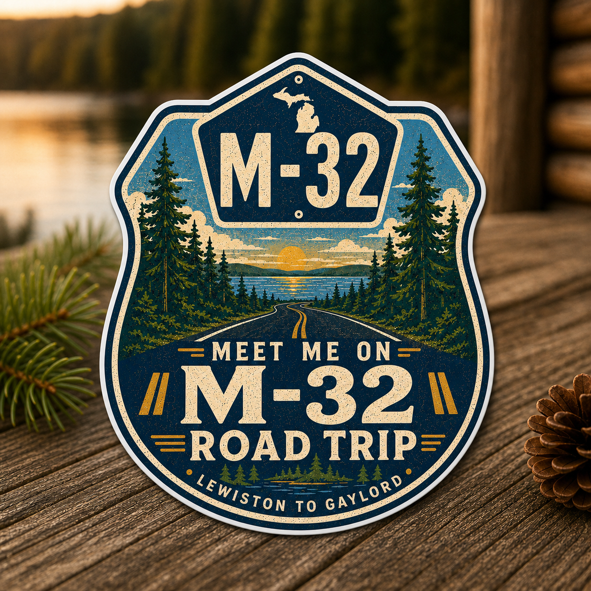 Meet Me on M-32 Road Trip Die-Cut Sticker
